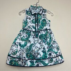 Janie and Jack 12-18 Months Baby Girl Green Floral Paisley Satin Dress
